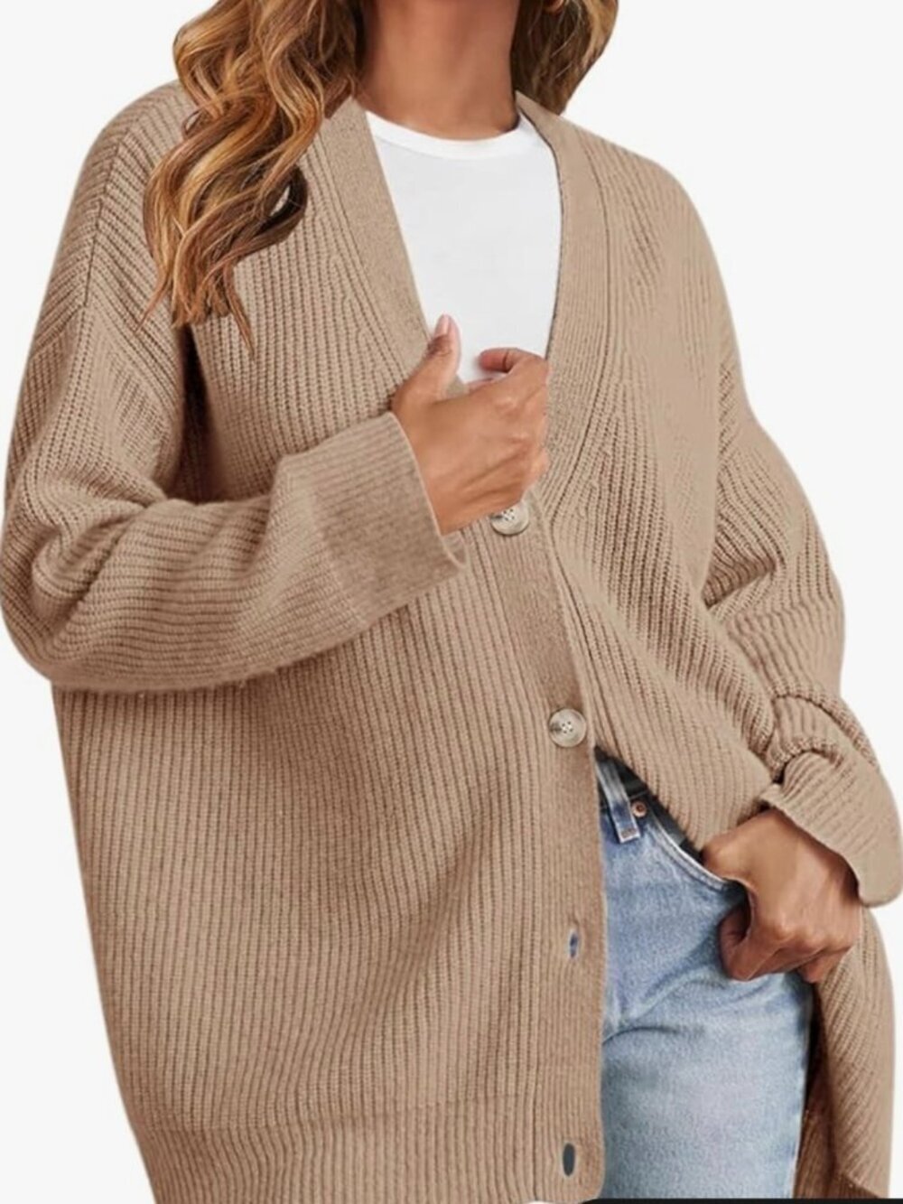 Women's Khaki Oversized Cardigan Sweater Size M NWOT